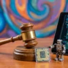 eu ai act, a hammer near a robot and a chip symbolizing the ai